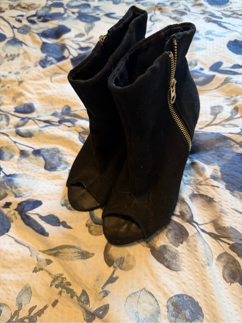 Express Black Peep-Toe Zip Ankle Booties